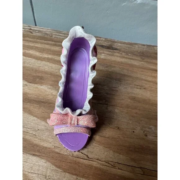 Disney Rapunzel High Heel Runway Figurine Shoe Ornament Pink & Purple Glitter - Picture 2 of 6